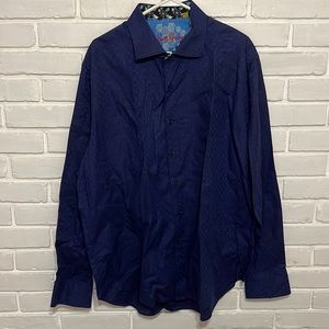 Robert Graham blue and black button down shirt.